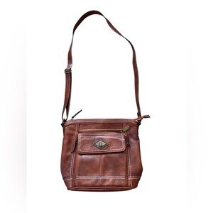 B.O.C. Born Concepts Brown Faux Leather Adjustable Crossbody Strap Bag NWOT
